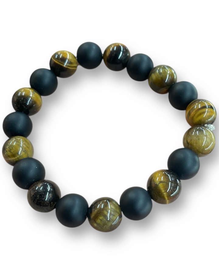 Tiger's Eye with Black onyx Bead Bracelet