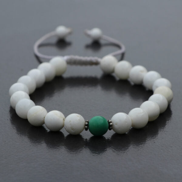 Conch Shell Wrist Mala with Turquoise Stone Spacer