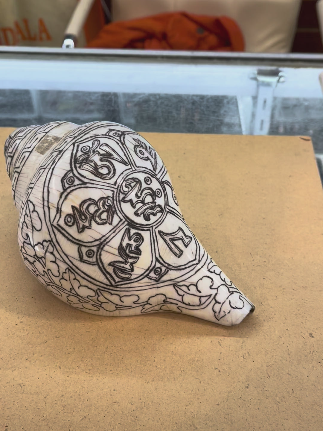 Hand Carved Traditional Tibetan Conch (Mantra)