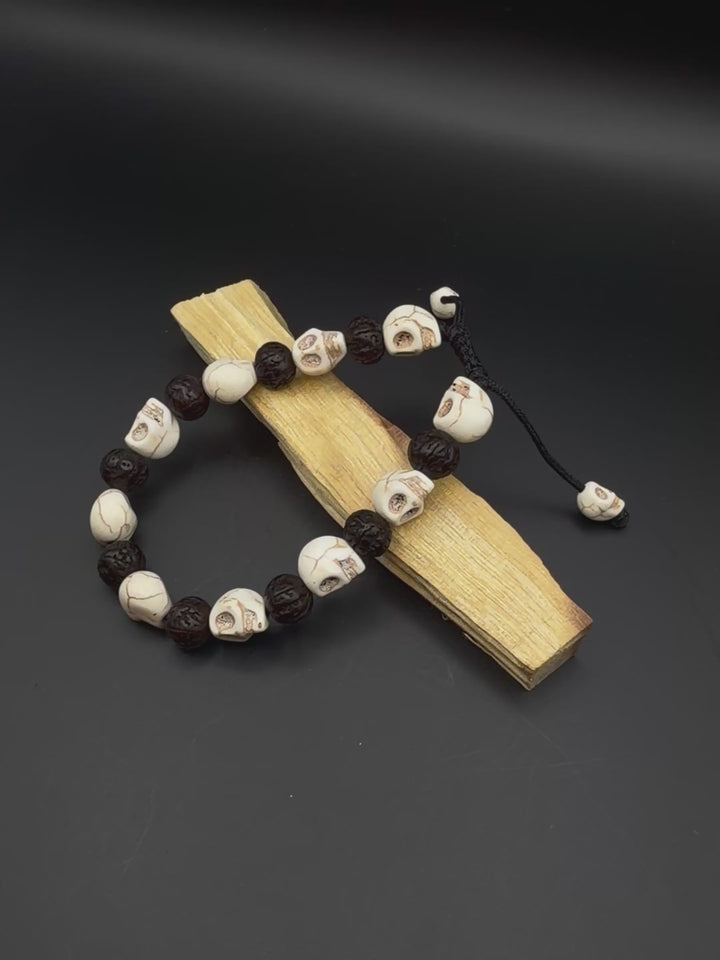Calming Howlite Skull Wrist Mala