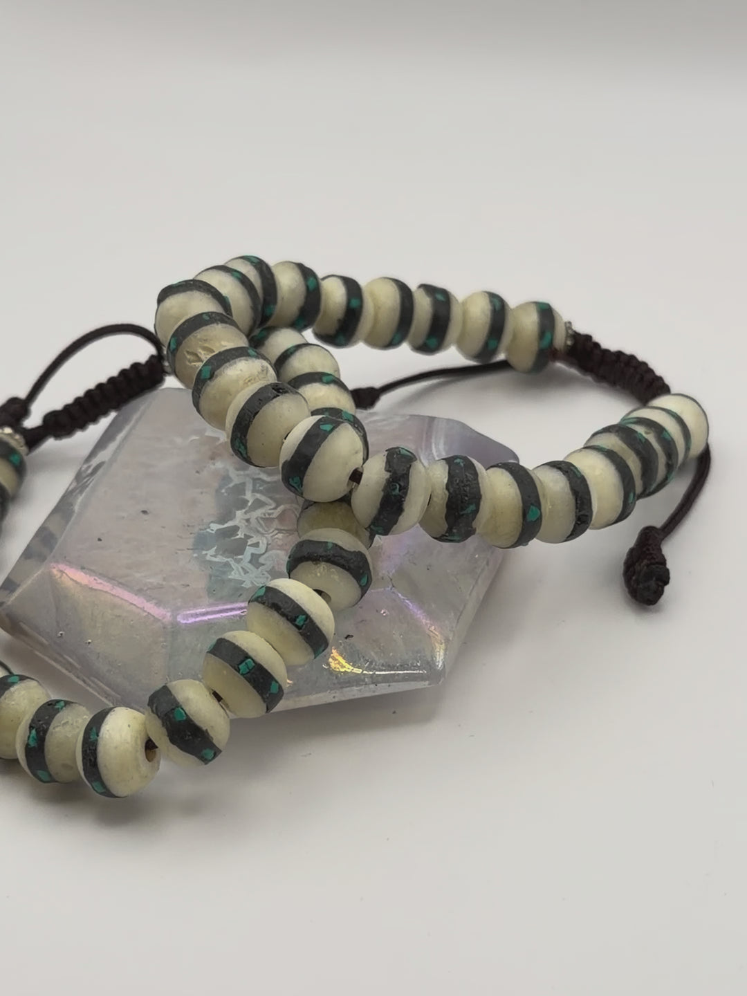 Inlaid Yak Bone Wrist Mala with Turquoise Stone