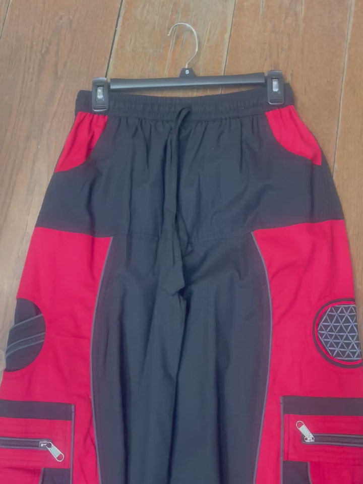 Urban Unisex Boho Harem Pants – Multi-Pocket Joggers with Contrast Patch Detailing