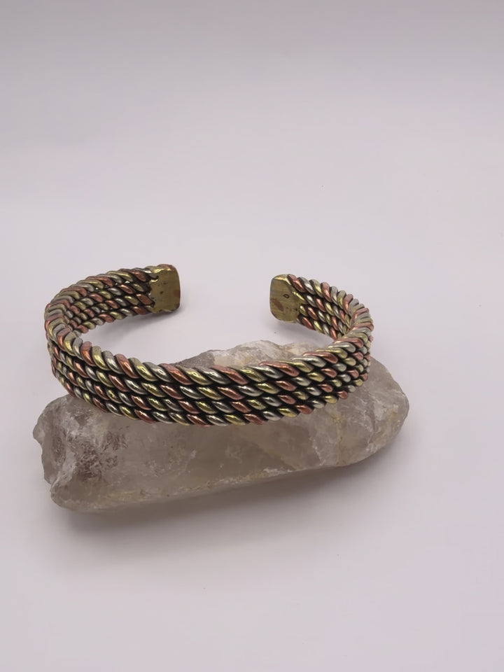 Flat Three Metal Copper Healing Bracelet