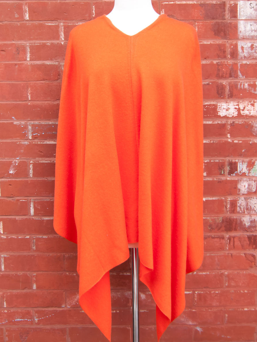 Orange cashmere poncho hotsell