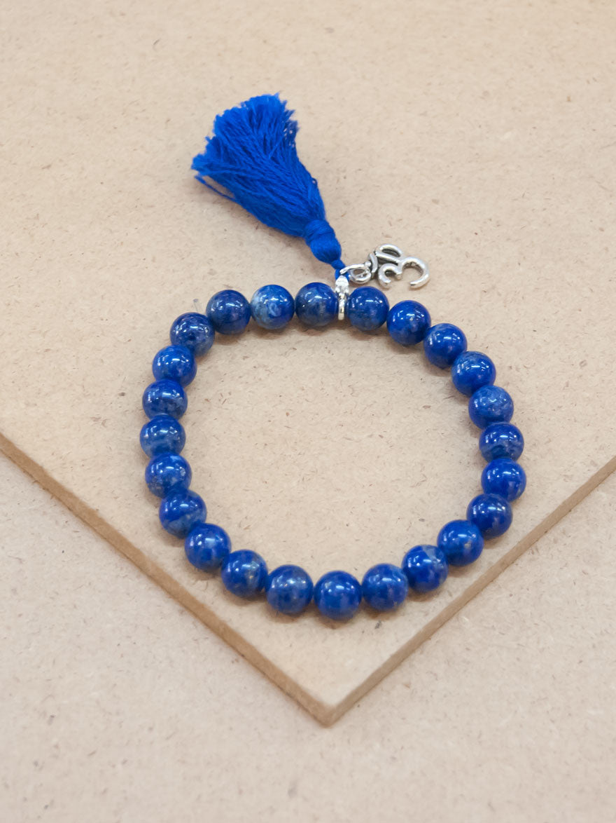 Bracelet Fin En Argent Sterling Et Lapis-lazuli - Pièce Unique Artisanale Népal/Tibet, Occasion Comme Neuf