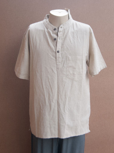 Mens 3 Button Plain Cotton Short sleeve Shirt