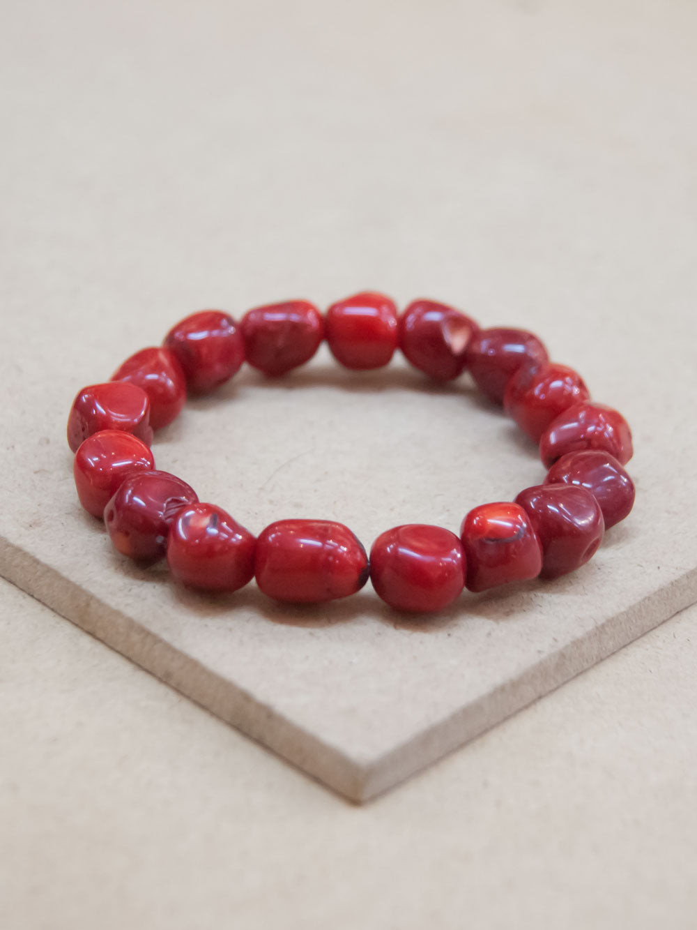 Chunky Red Coral Mala Bracelet
