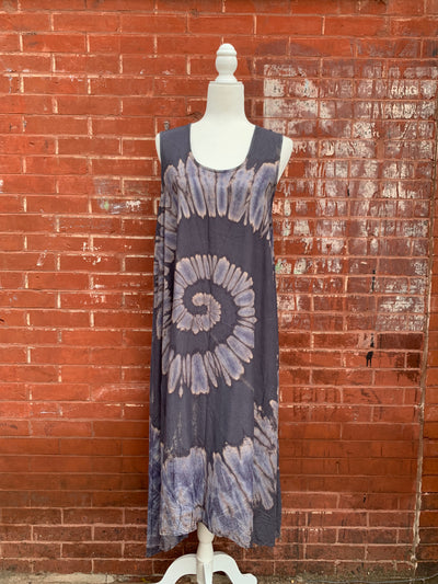 Sleeveless Rayon Swirl Tie Dye Dress