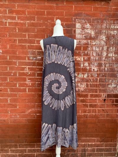 Sleeveless Rayon Swirl Tie Dye Dress