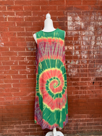 Sleeveless Rayon Swirl Tie Dye Dress