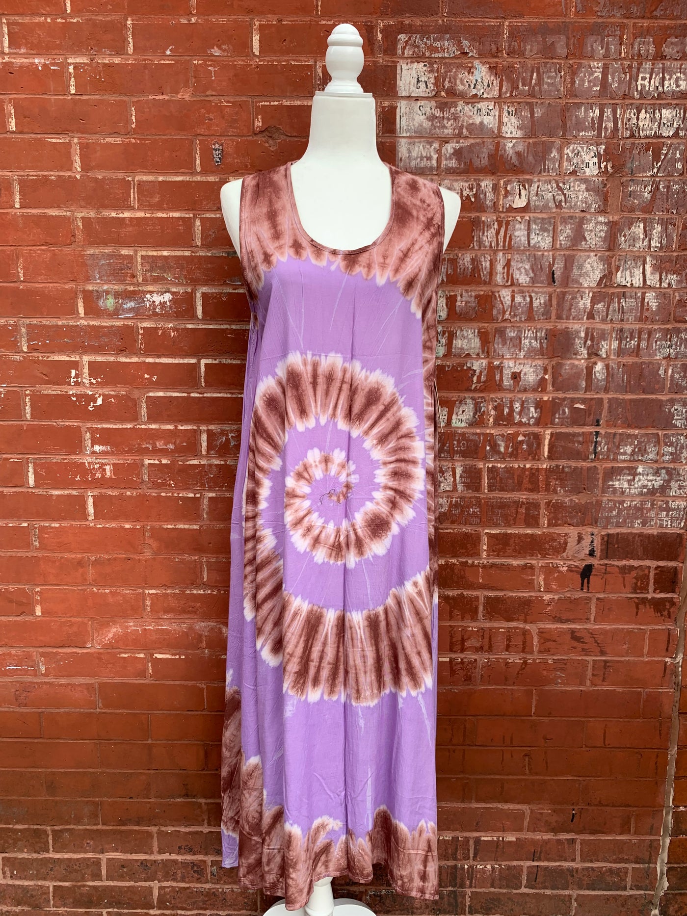 Sleeveless Rayon Swirl Tie Dye Dress