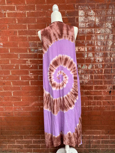 Sleeveless Rayon Swirl Tie Dye Dress