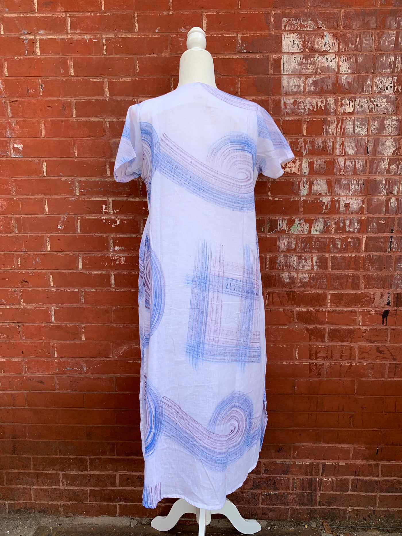 Shirt Sleeve Paint Brush Stroke Cotton Dress