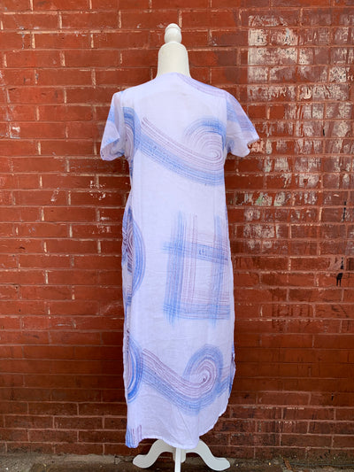 Shirt Sleeve Paint Brush Stroke Cotton Dress