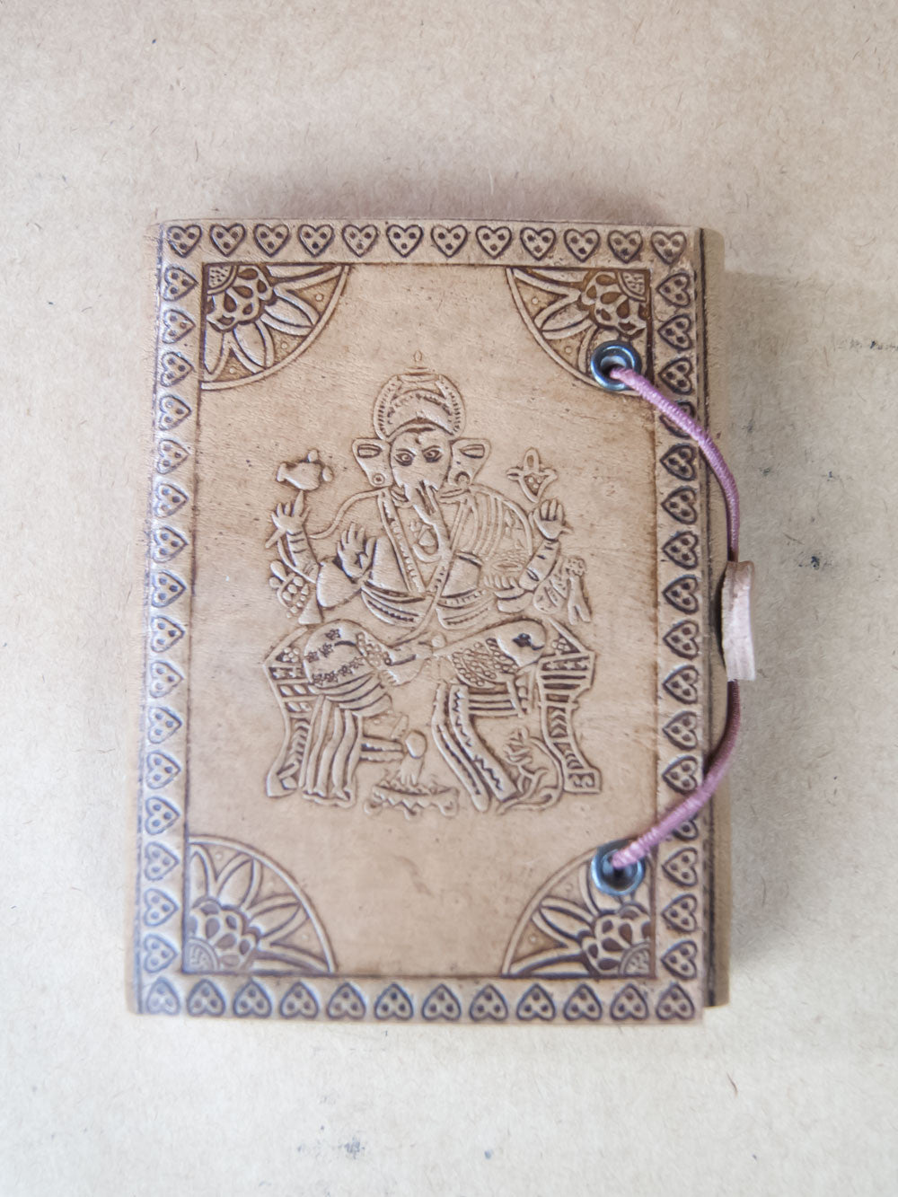 Book - Small Antique Finished Rice Paper Leather Journal