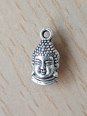 Charm - White Metal Buddha Head Charm
