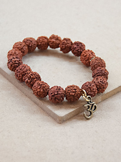 Charmed Mala - Rudraksha Mala Bracelet With Om Charm