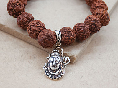 Charmed Mala - Rudraksha Mala Bracelet With Silver Shiva Charm