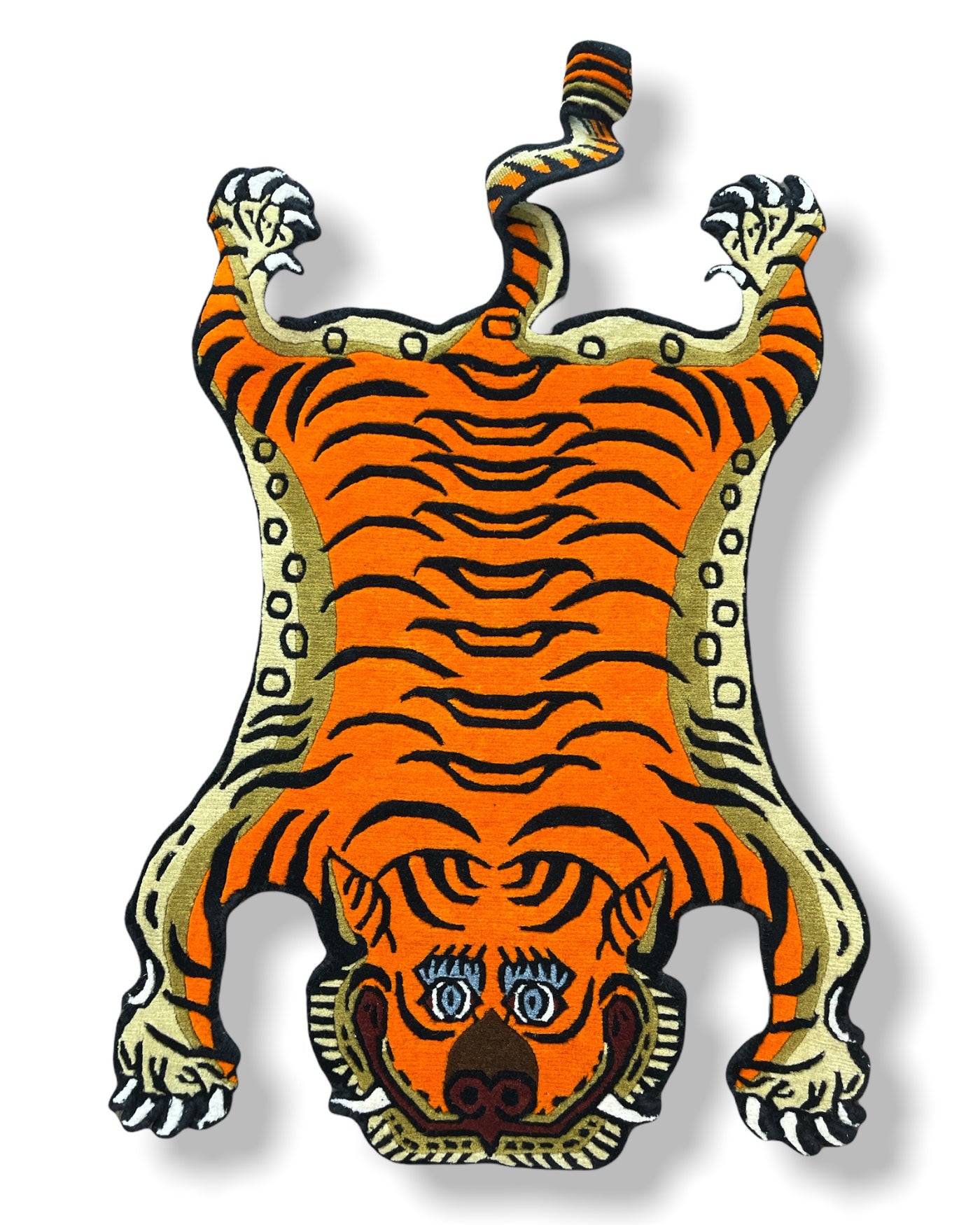 Bright Orange Tibetan tiger rug (2x3 ft)