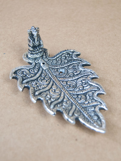 Incense Burner - Leaf Shaped White Metal Incense Burner