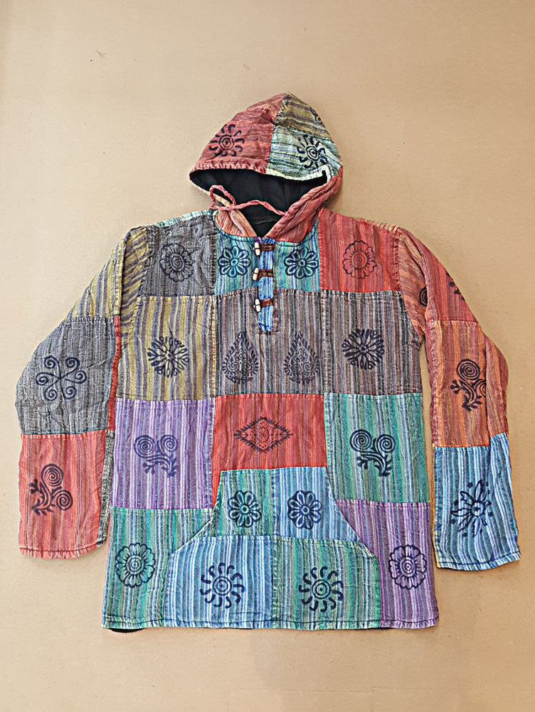 Jacket - Patchwork Nepali Pullover With Fleece