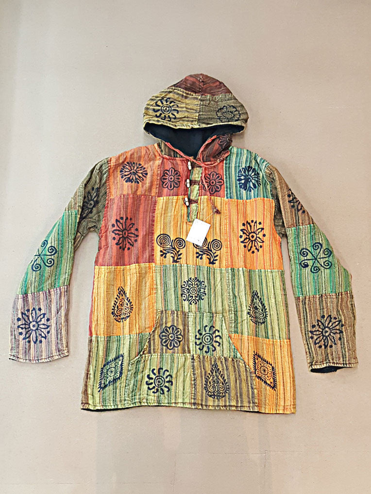 Jacket - Patchwork Nepali Pullover With Fleece