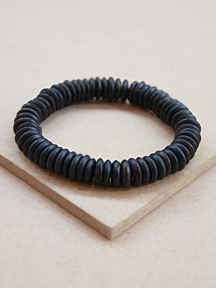 Mala Bracelet - Disc Wood Beaded Bracelet