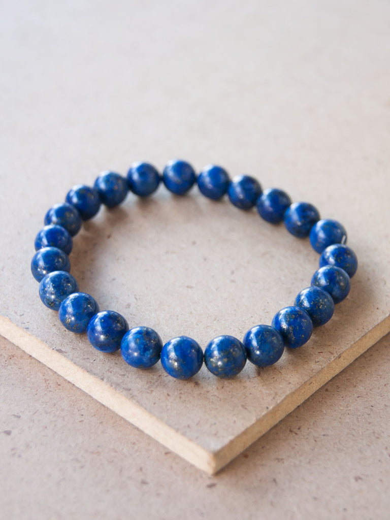 Lapis lazuli bracelet, Thin gold bracelet, Dainty gemstone bracelet, Simple blue high quality beaded bracelet