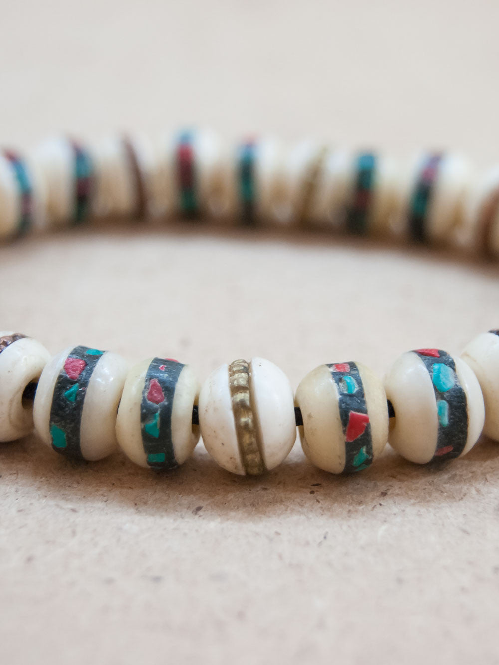 Mala Bracelet - Red Turquoise And Coral Bone Mala Bracelet
