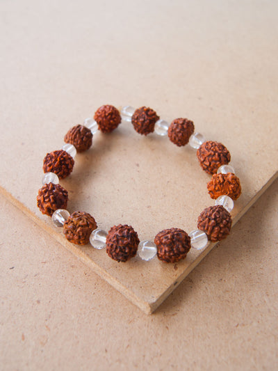 Mala Bracelet - Rudraksha Seed With Crystal Mala Bracelet
