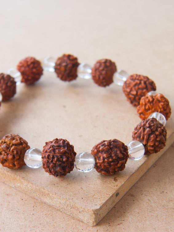 Rudraksha Seed with Crystal Mala Bracelet
