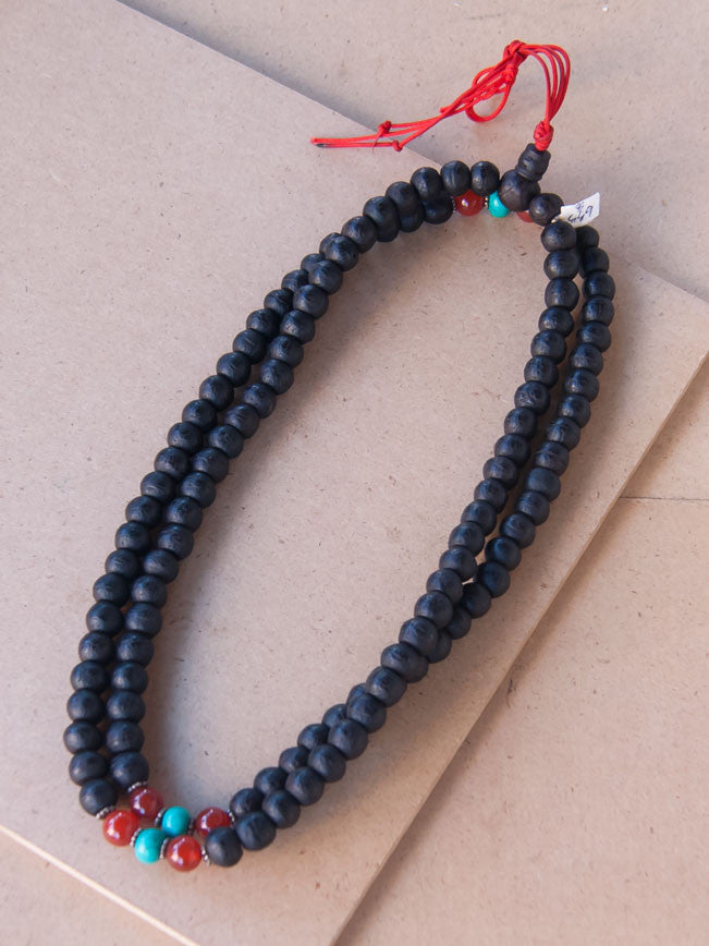 Malabead - Bodhi Seed Mala Bead With Turquoise And Carnelian Counters