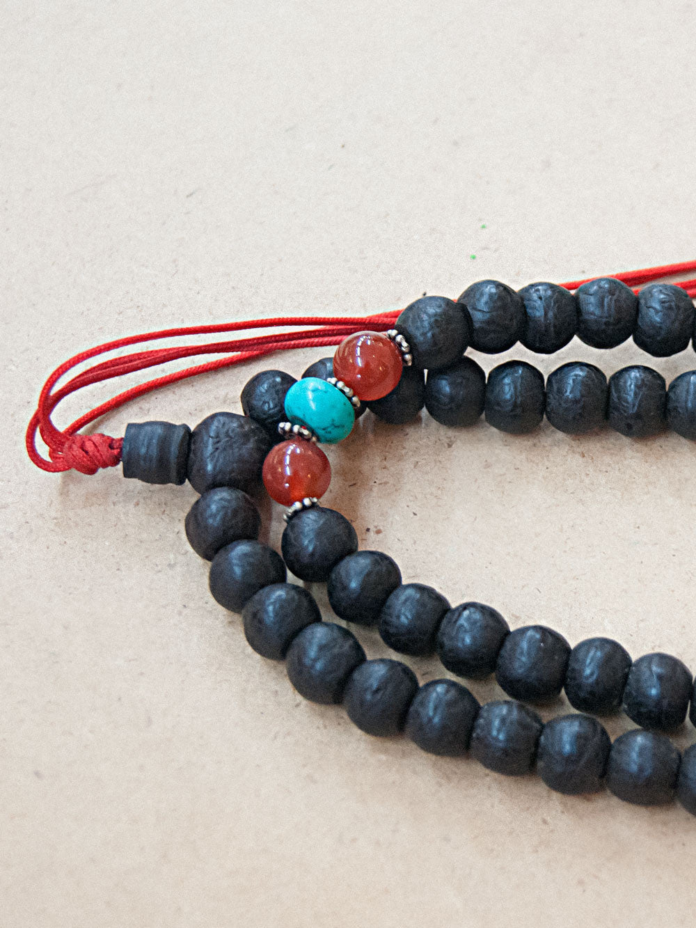 Malabead - Bodhi Seed Mala Bead With Turquoise And Carnelian Counters