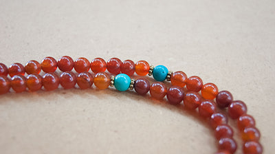 Malabead - Carnelian Mala Bead With Turquoise Spacers
