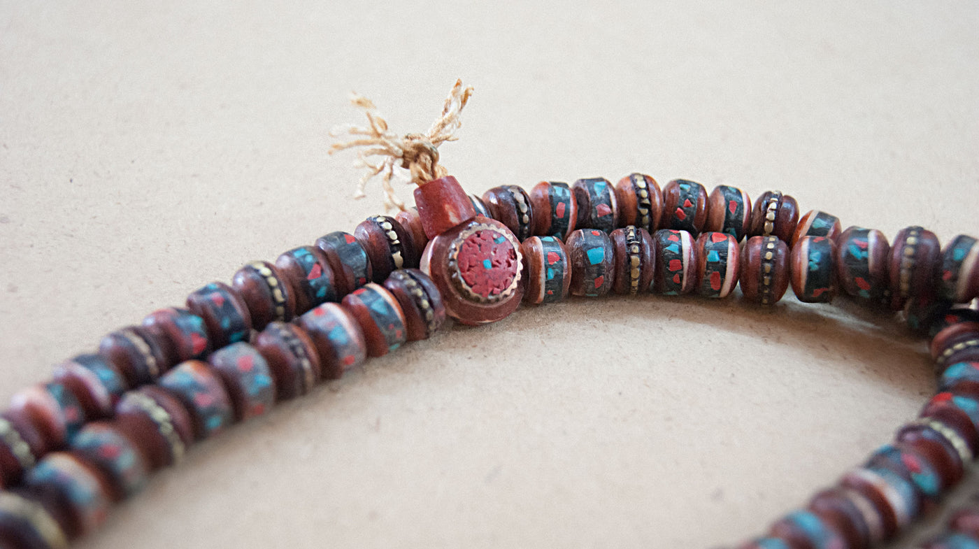 Malabead - Red Disc Bone Mala Bead