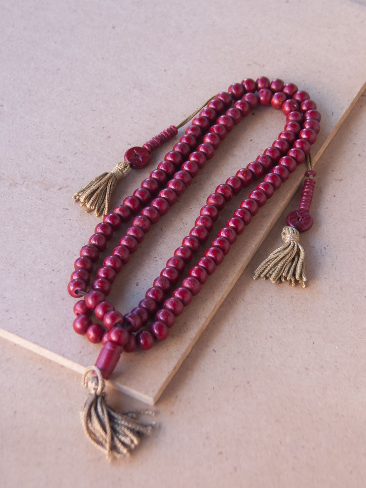 Malabead - Red Wood Mala Bead With Counters