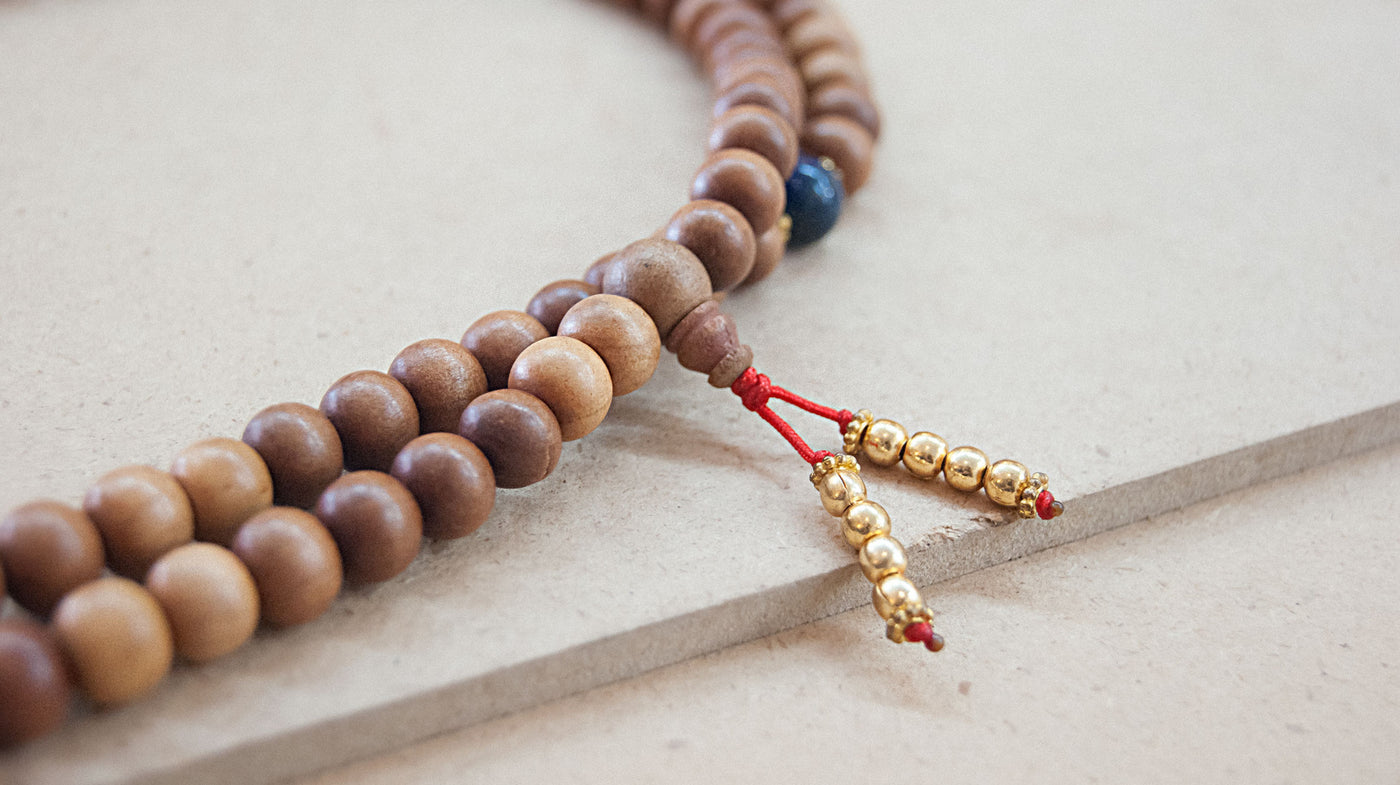 Malabead - Sandal Wood Mala Bead With Lapis Spacer