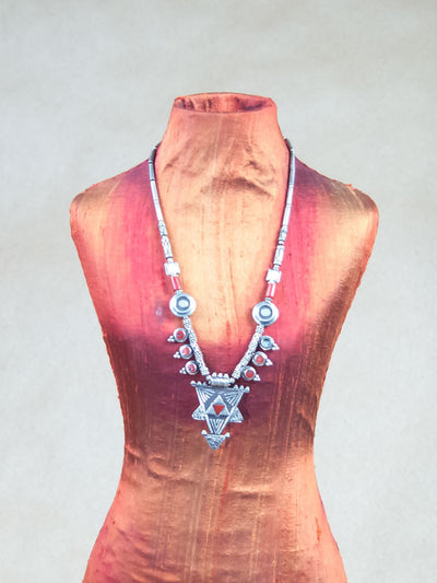 Necklace - Silver And Red Coral Necklace