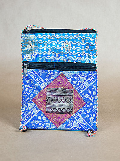 Purse - Glossy Cotton Diamond Pattern Side Bag