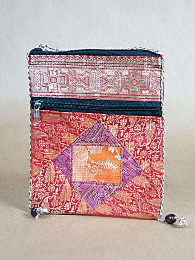 Purse - Glossy Cotton Diamond Pattern Side Bag