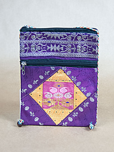 Purse - Glossy Cotton Diamond Pattern Side Bag