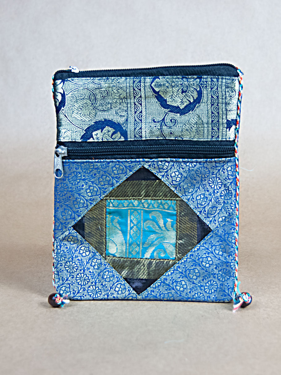 Purse - Glossy Cotton Diamond Pattern Side Bag