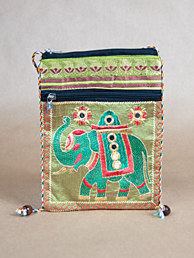 Purse - Glossy Cotton Elephant Side Bag