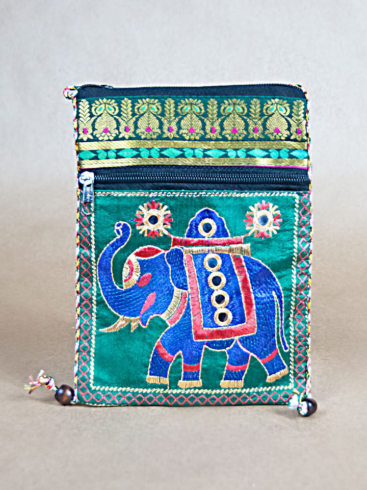 Purse - Glossy Cotton Elephant Side Bag