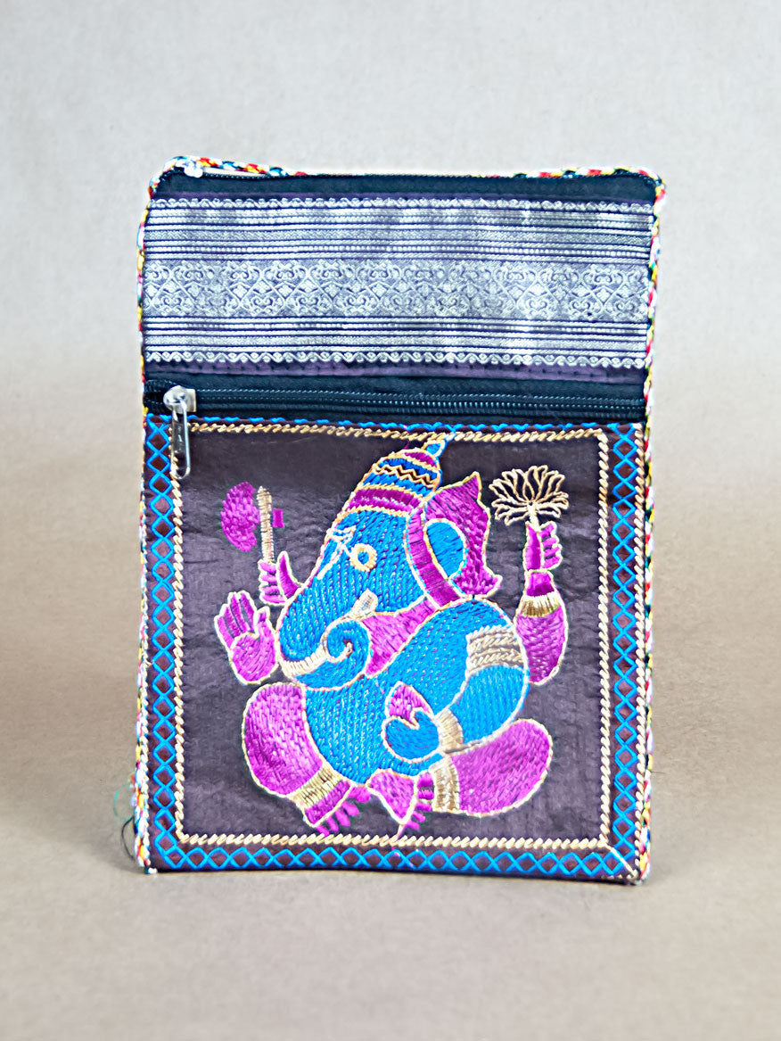 Purse - Glossy Cotton Ganesha Side Bag