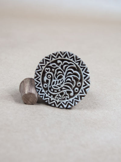 Stamp - Medium Wooden Peacock Block Print Stamp