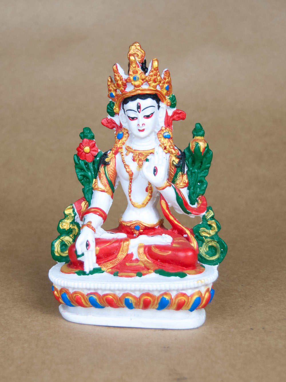 Statues - Painted Ceramic White Tara Statue