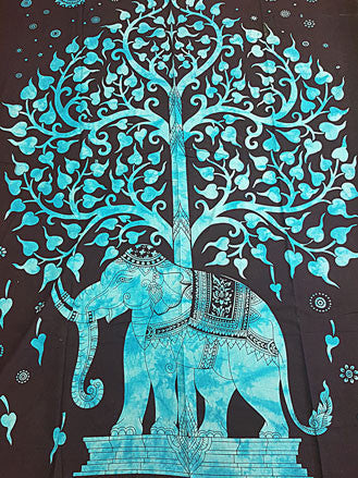 Tapestry - Twin Sized Tree Of Life Elephant Tapestry