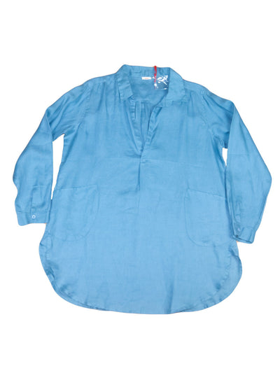 Top - Collared Plain Linen Blouse