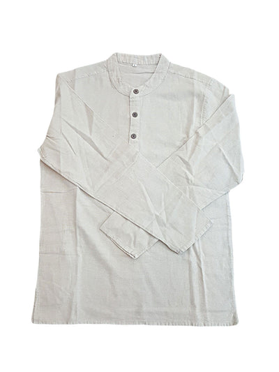 Top - Mens 3 Button Plain Cotton Shirt